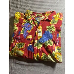 Paradise Found Mens 3XL Hawaiian Shirt Red Wine Grapes Cotton Lawn Aloha Button